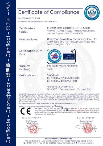 China POWERFLOW CONTROL CO,. LTD. Certificaten